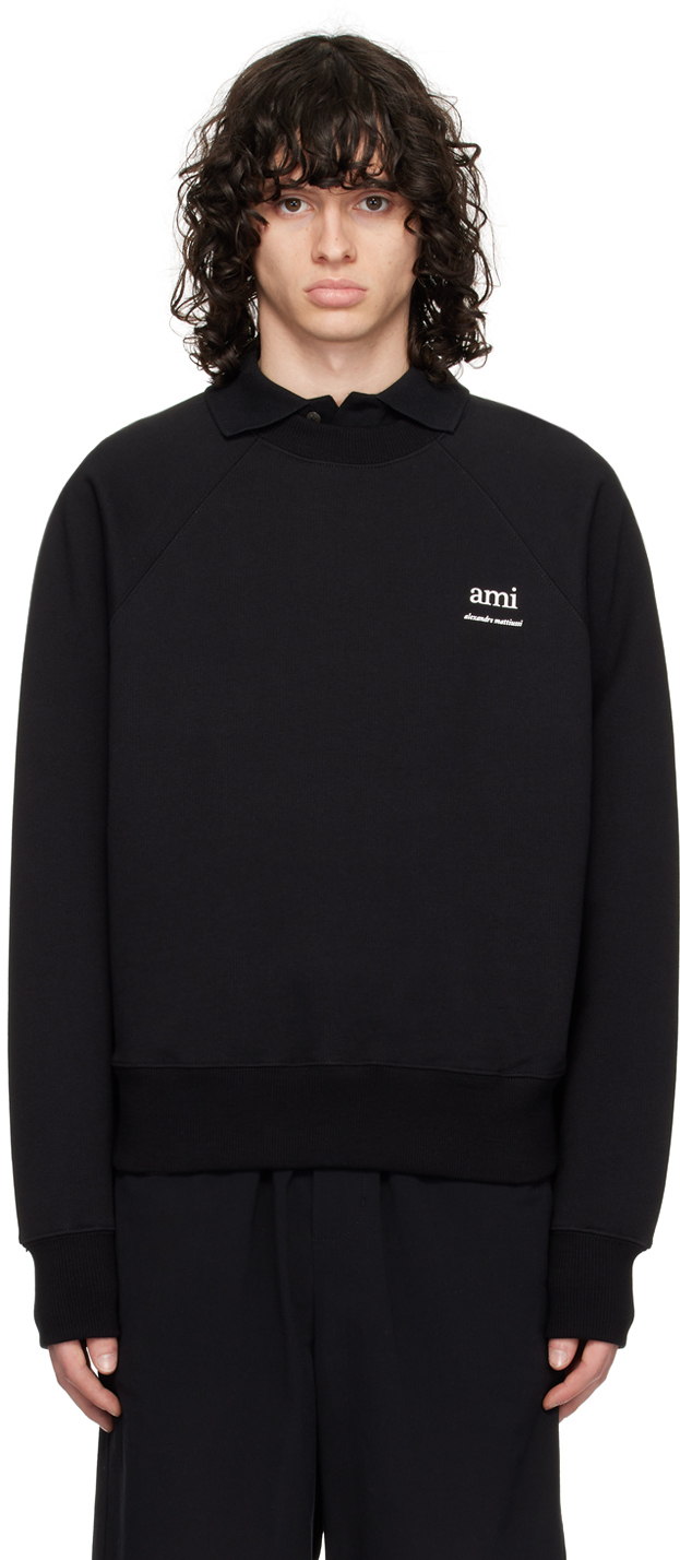 Shop Ami Alexandre Mattiussi Black Bonded Sweatshirt In Black/001