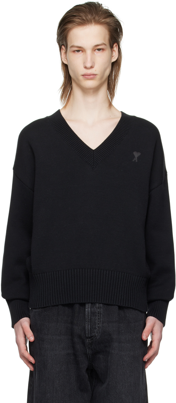 Shop Ami Alexandre Mattiussi Black Ami De Cœur Sweater In 001 Black