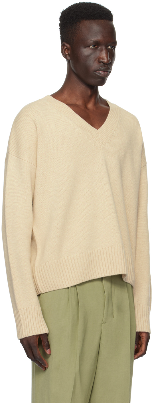 Ami Alexandre Mattiussi White Wool Ami De Coeur V Neck Sweater White In Neutral