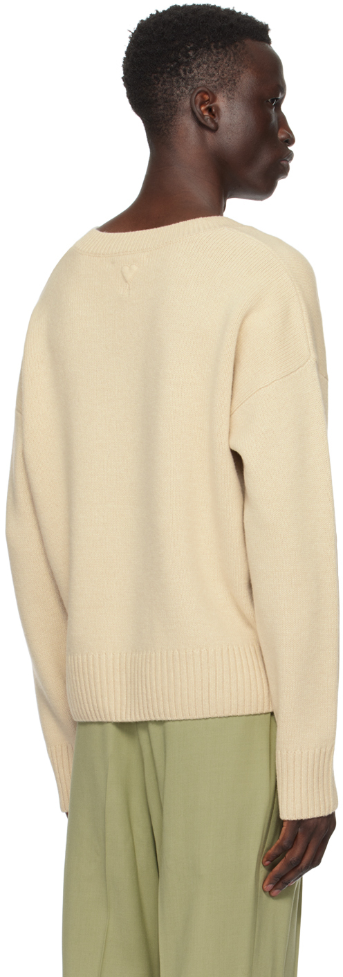 Ami Alexandre Mattiussi White Wool Ami De Coeur V Neck Sweater White In Neutral