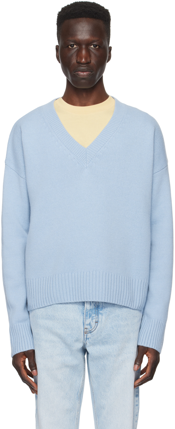 AMI Paris Blue Cropped Sweater