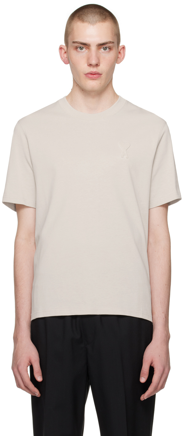 Shop Ami Alexandre Mattiussi Beige Ami De Cœur T-shirt In 193 Chalk