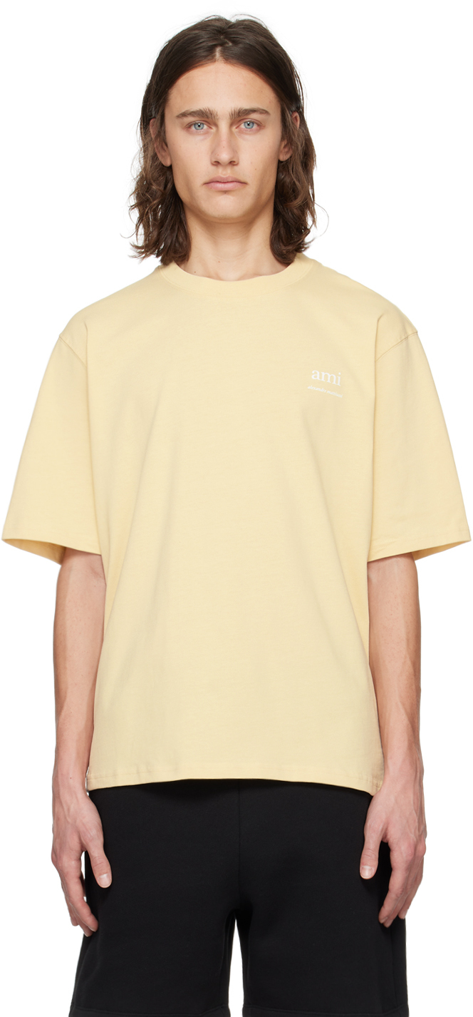 Ami Alexandre Mattiussi Yellow Bonded T-shirt In Cream/721