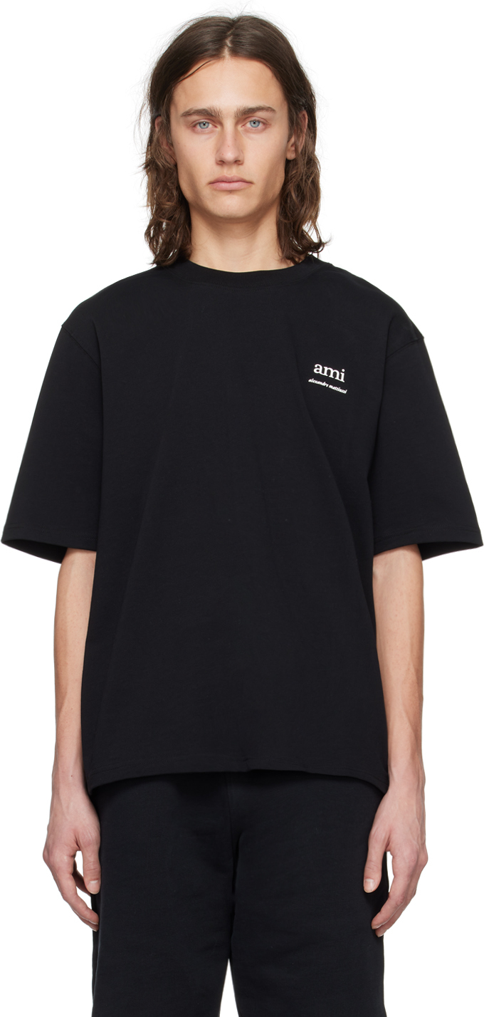 Shop Ami Alexandre Mattiussi Black Crewneck T-shirt In Black/001