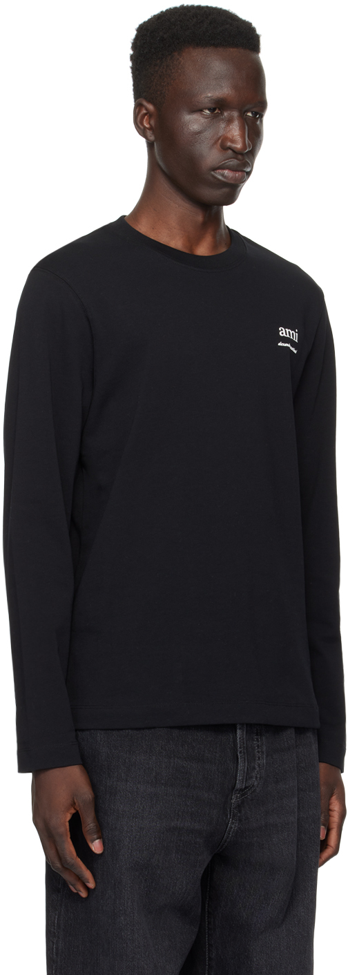 Shop Ami Alexandre Mattiussi Black Bonded Long Sleeve T-shirt In Black/001