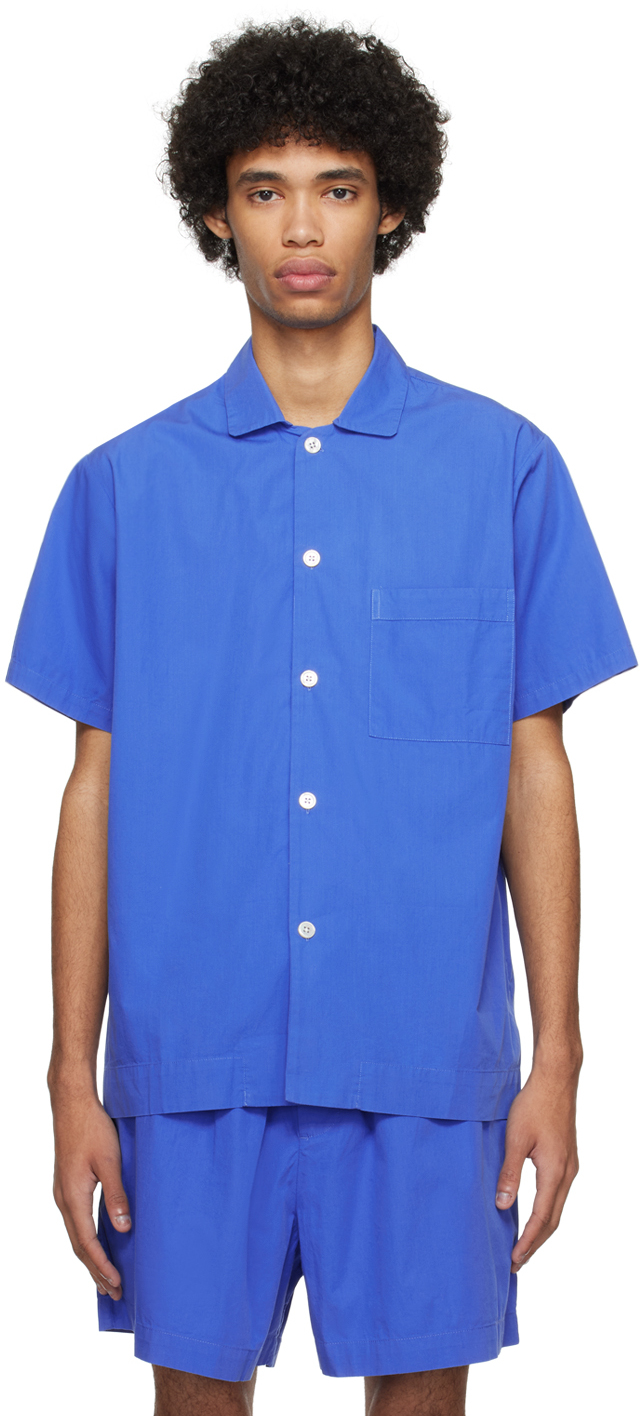 Blue Short Sleeve Pyjama Shirt