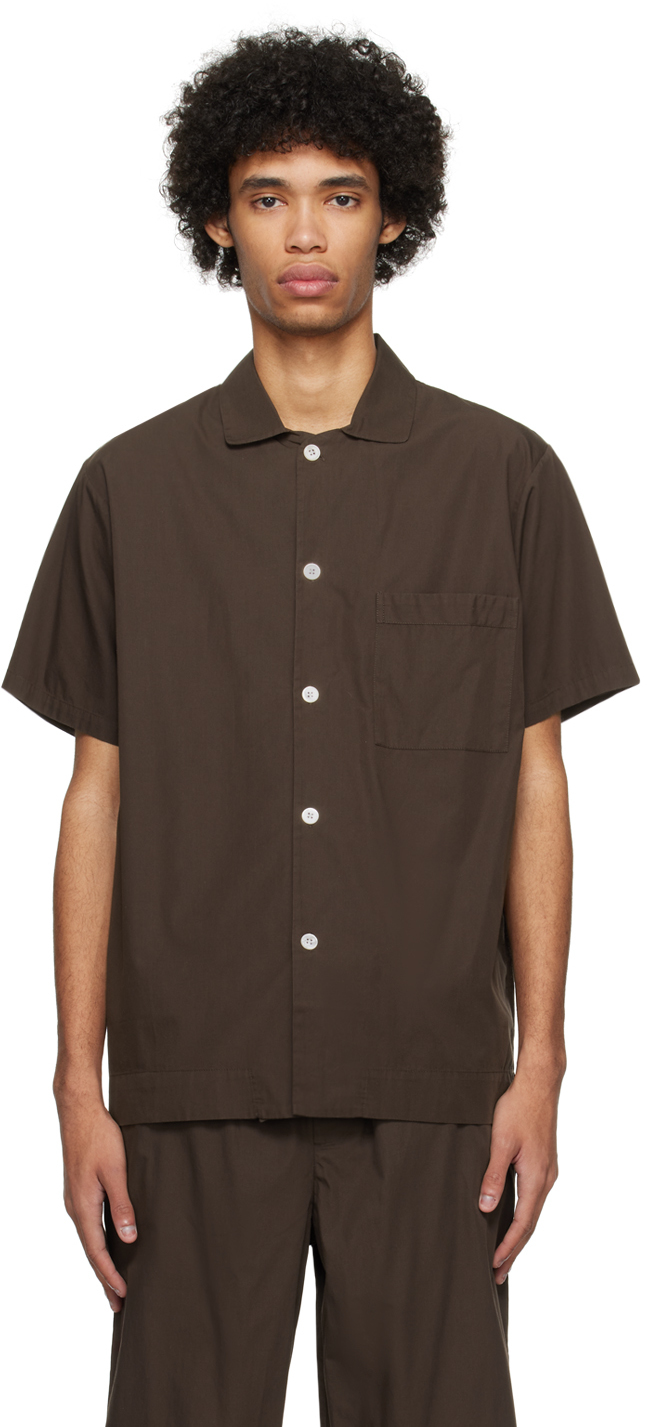 Brown Short Sleeve Pyjama Shirt
