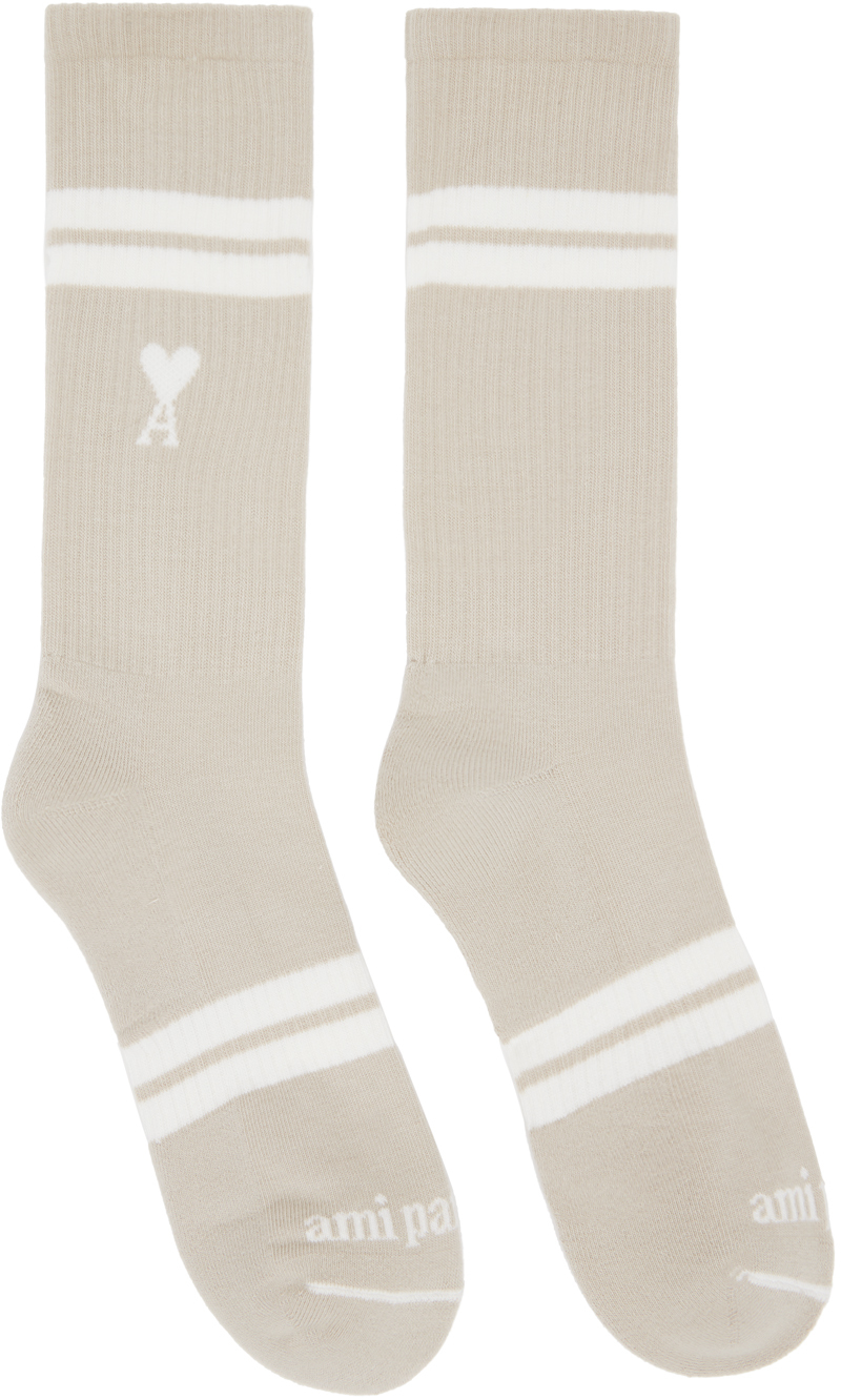 Shop Ami Alexandre Mattiussi Beige Adc Socks In Light Beige/271