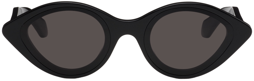 Alaïa Black Oval Sunglasses In 001 Black