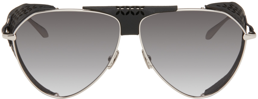 ALAÏA Silver & Black Pilot Sunglasses