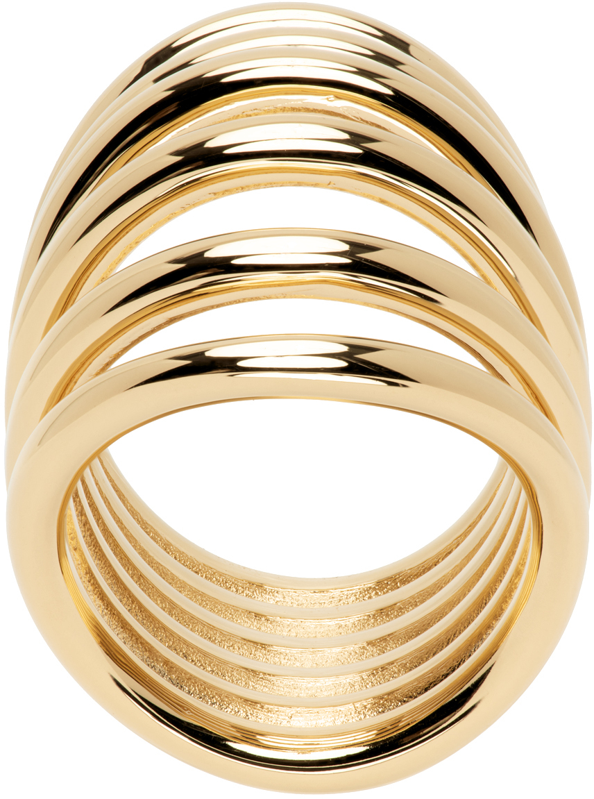 Shop Alaïa Gold Big Ring In 220 - Or