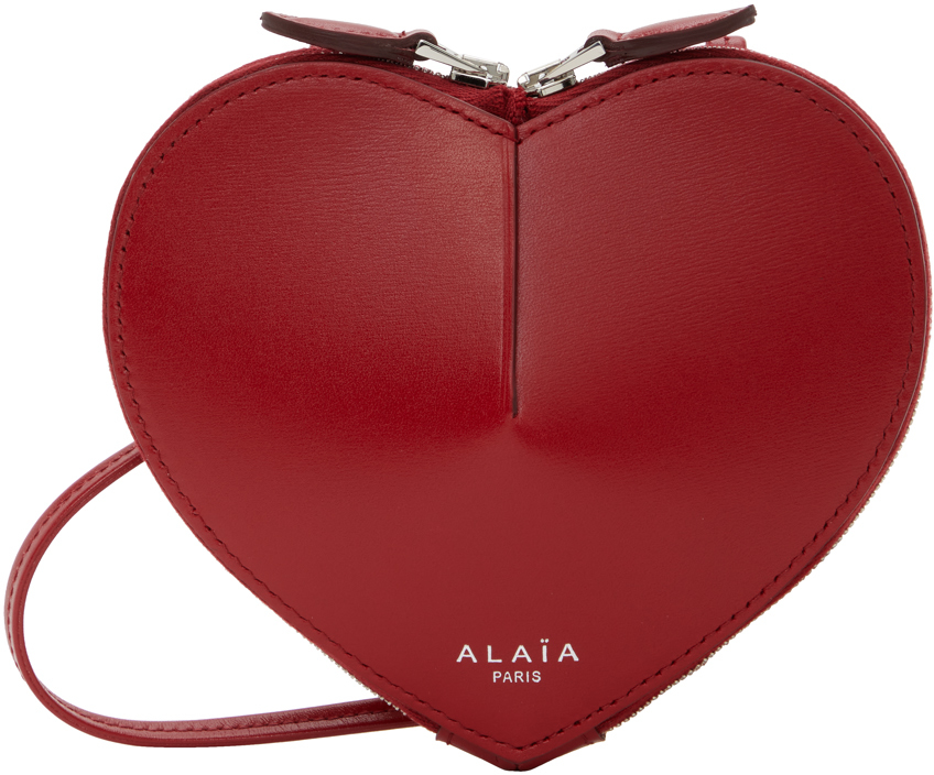 Alaïa Red Mini 'le Cœur' Coin Pouch In 331 - Laque