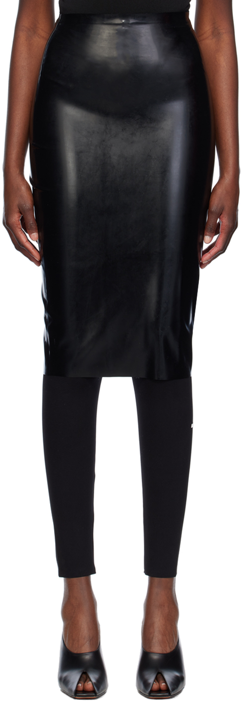 Alaïa Black Opaque Midi Skirt In 995 - Noir Alaia