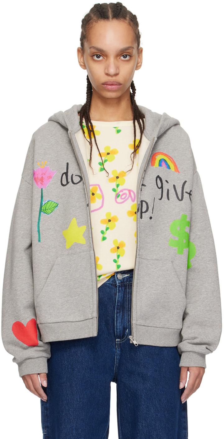 Shop Kids Worldwide Gray 'don't Give Up' Hoodie In Grey
