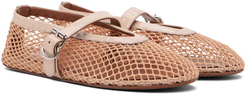 ALAÏA Beige Fishnet Ballerina Flats