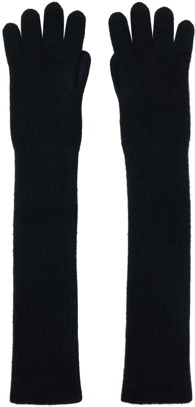 Auralee Black Baby Cashmere Knit Long Gloves In Top Black