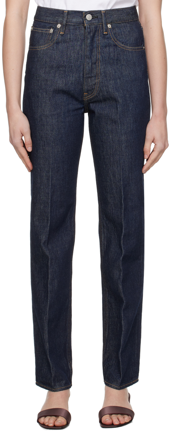 AURALEE: Indigo Hard Twist Jeans | SSENSE