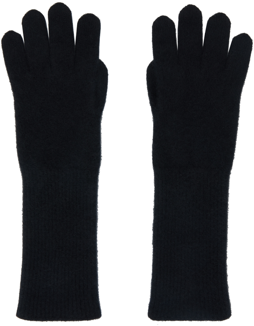 Black Baby Cashmere Knit Long Gloves
