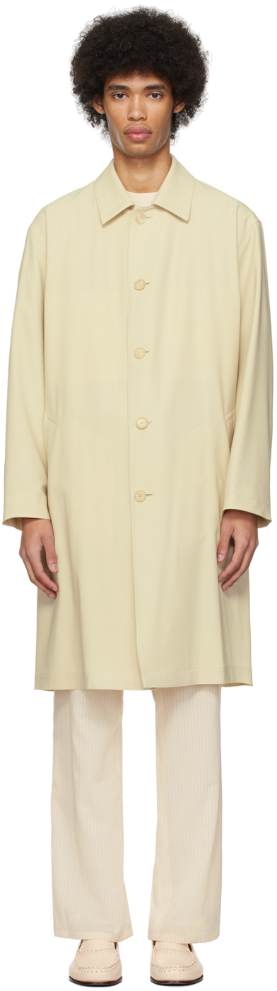 Auralee Off-white Soutien Collar Coat In Ivory