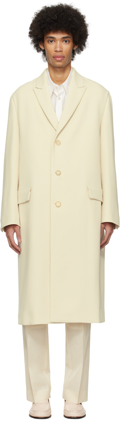Auralee Off-white Chesterfield Coat In Ivory