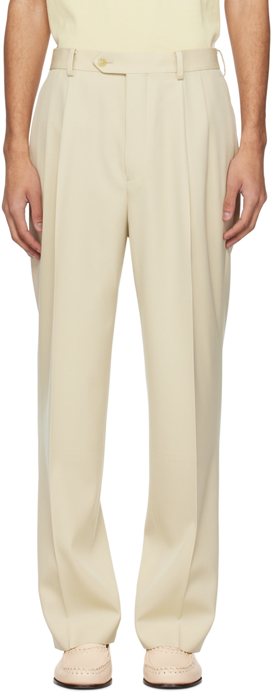Auralee Beige Two-tuck Trousers In Ivory