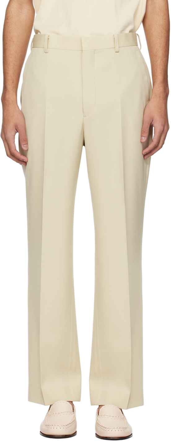 Shop Auralee Off-white Light Trousers In Ivory