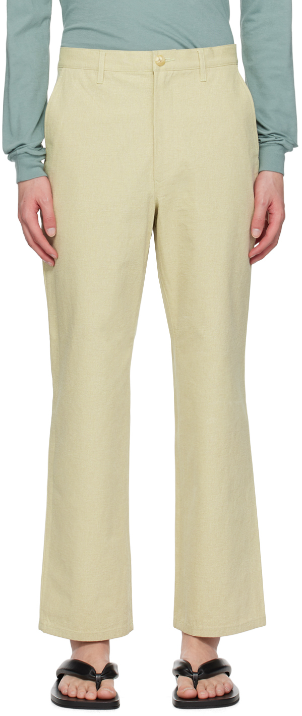 Auralee Washed Cotton-canvas Straight-leg Trousers In Khaki Beige
