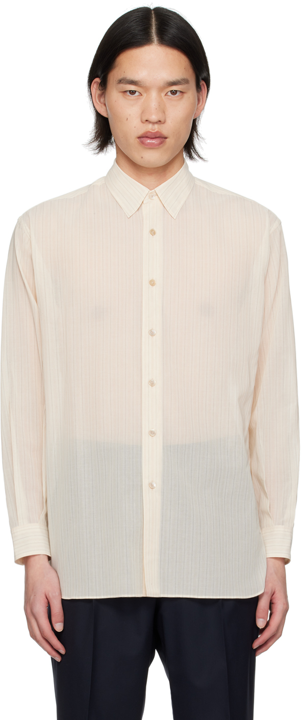 Shop Auralee Beige Striped Shirt In Light Beige Stripe