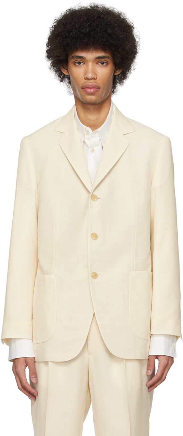Auralee Off-white Single-breasted Blazer In Ivory