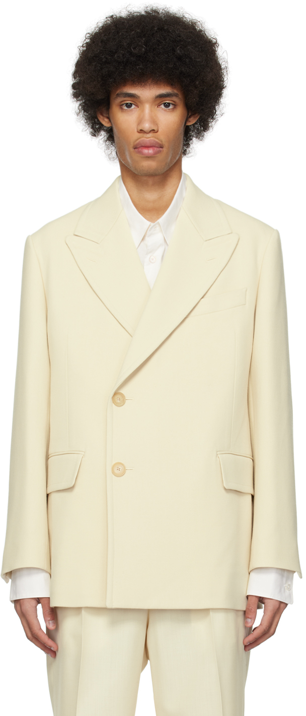 Auralee Off-white Double-breasted Blazer In Ivory