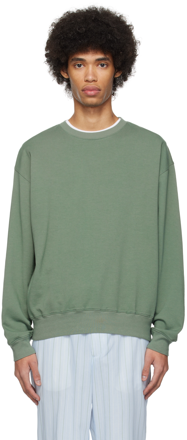 AURALEE: Green Super High Gauze Sweatshirt | SSENSE