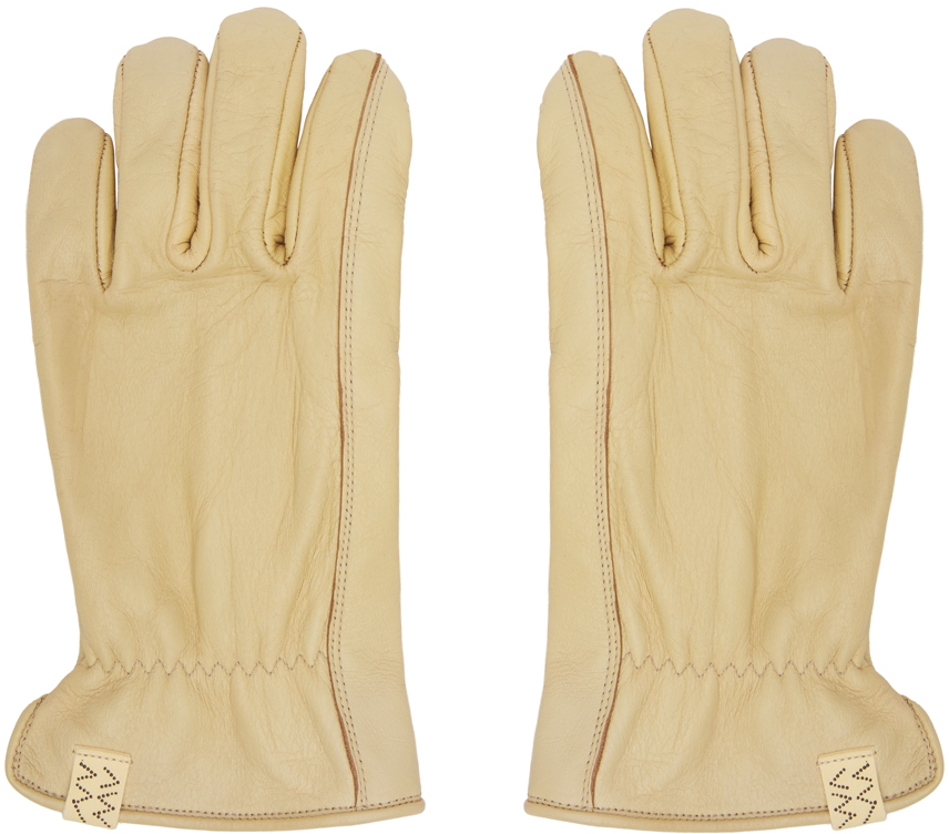 Visvim Beige Leather Gloves In Ivory