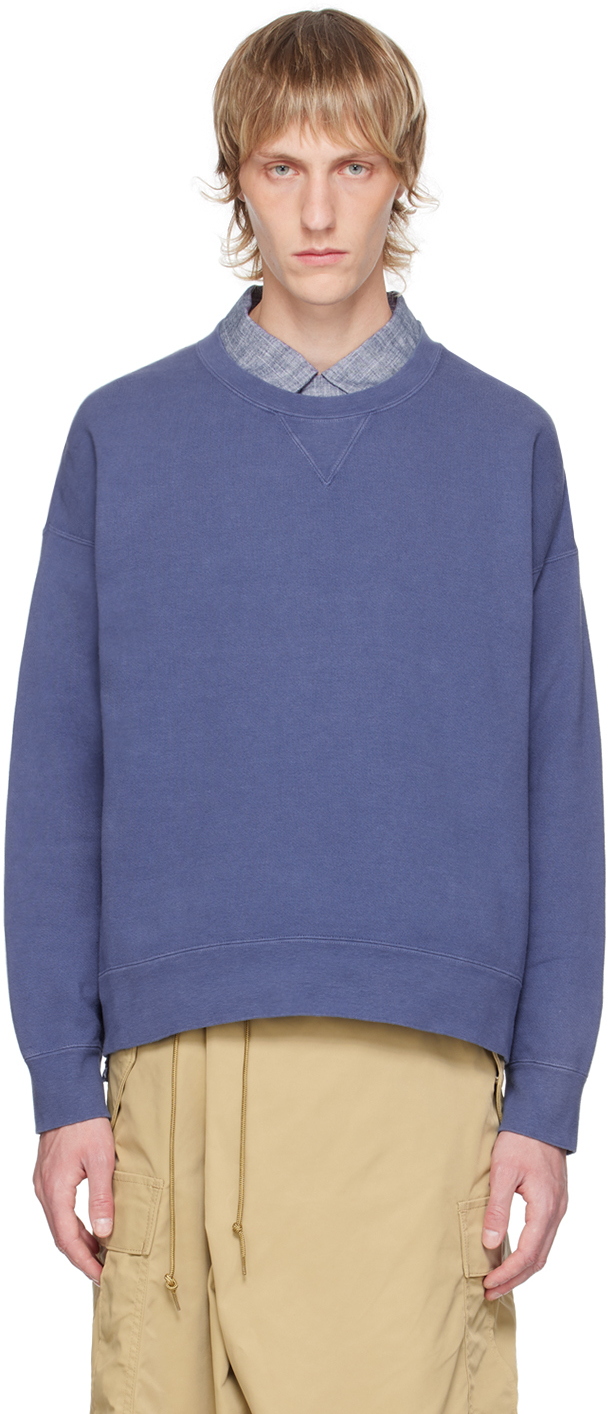 Visvim Jumbo Cotton-blend Sweatshirt In Blue