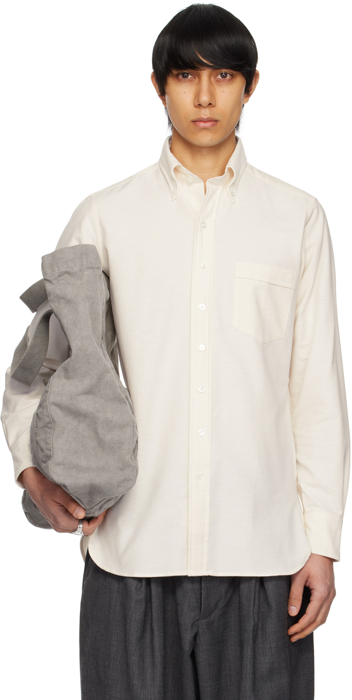 Drake's Off-white Button-down Shirt In 050 Cream