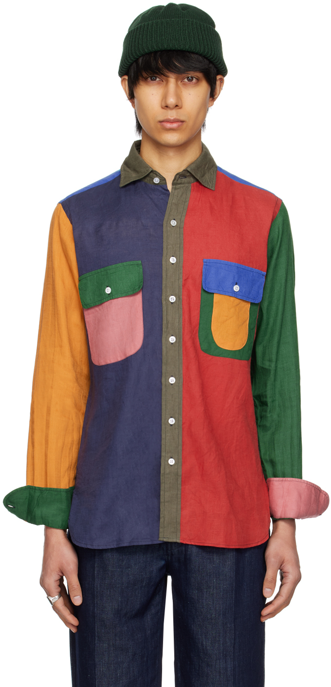 Shop Drake's Multicolor Spread Collar Shirt In 660 Multi