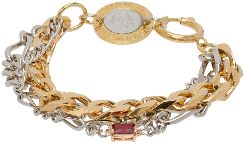 Gold Multi Row Chains Bracelet