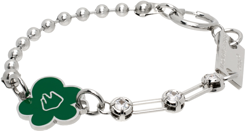 SSENSE Exclusive Silver & Green Flower Bracelet