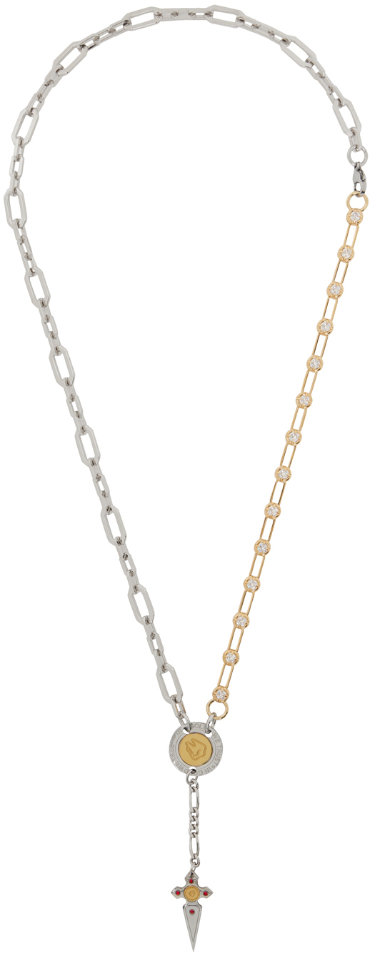 SSENSE Exclusive Silver & Gold Crystal Chain Rosary Necklace