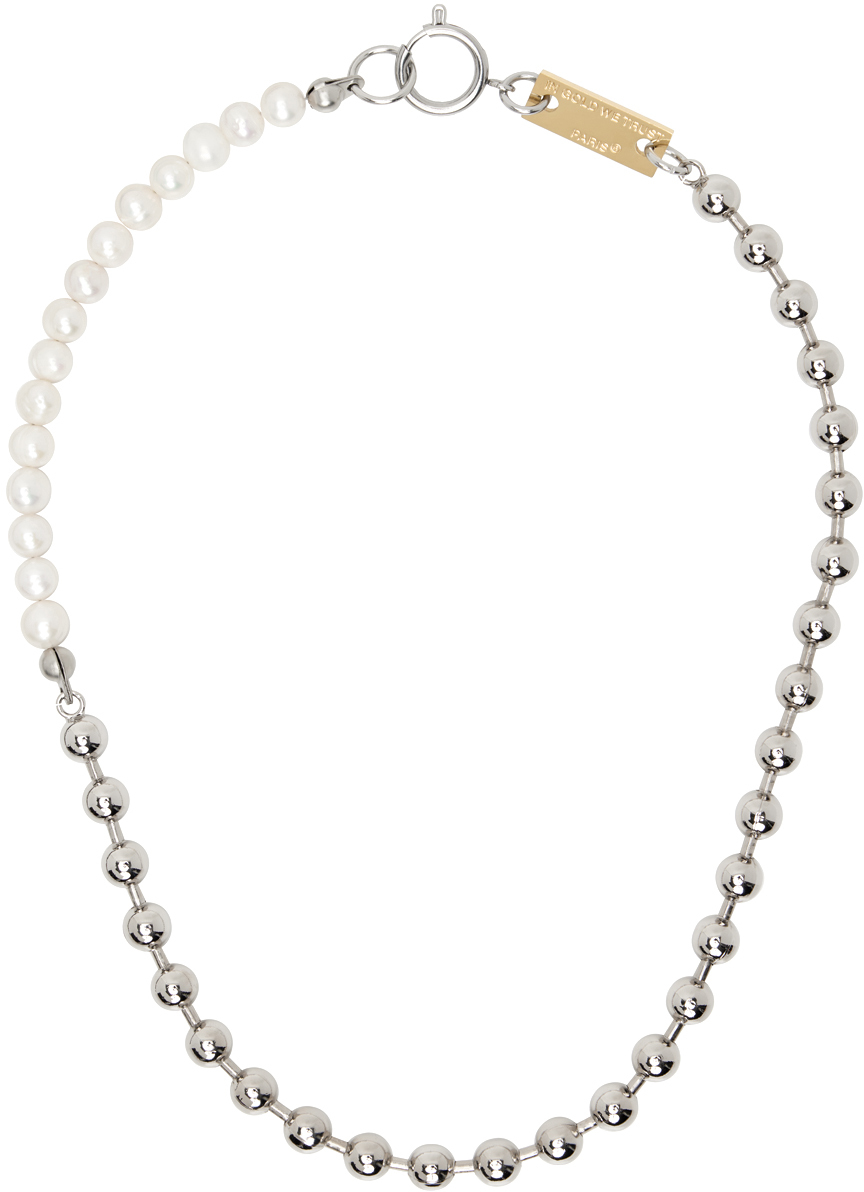 Silver Ball Chain & Pearl Necklace