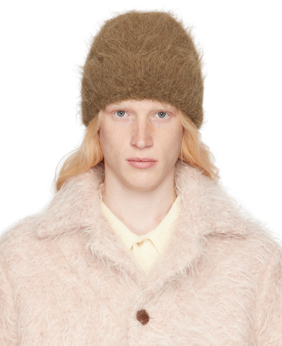 Taupe Fuzzy Beanie by Séfr on Sale