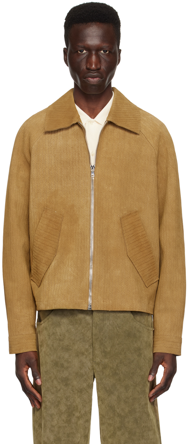 Shop Séfr Beige Kimo Leather Jacket In Braided Nubuck