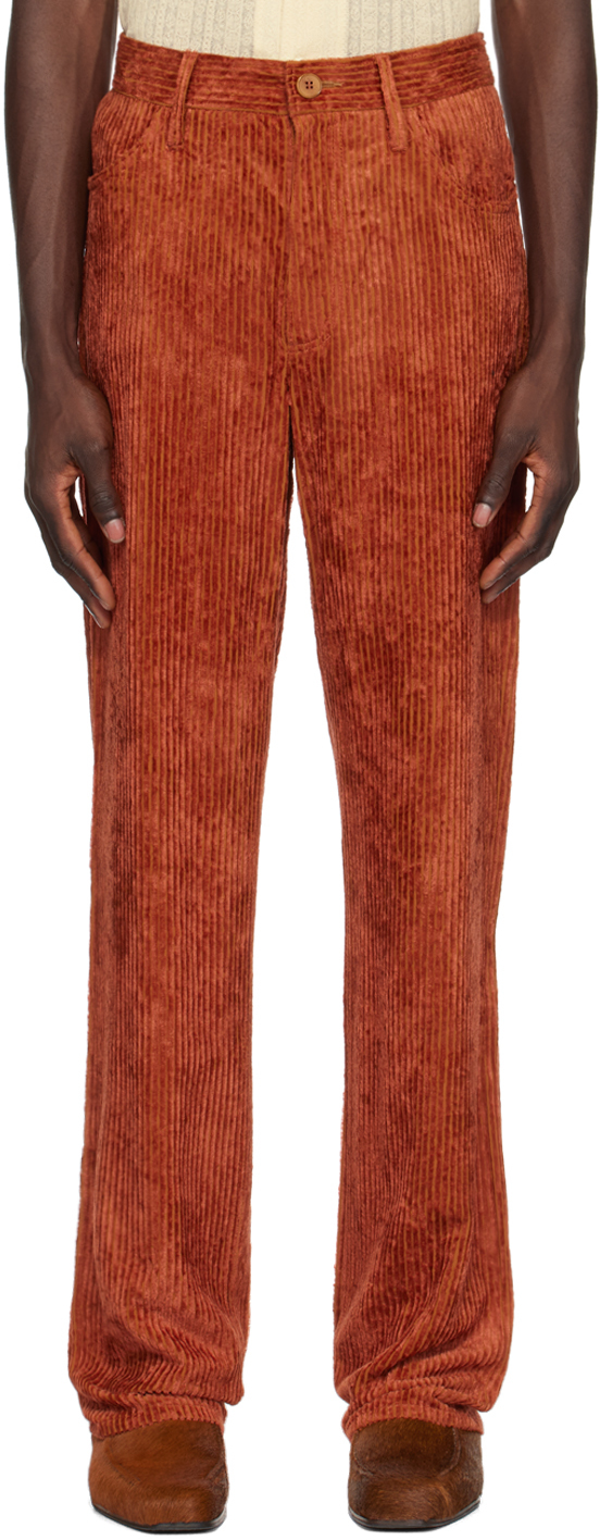 Séfr Maceo Velour Trousers In Orange