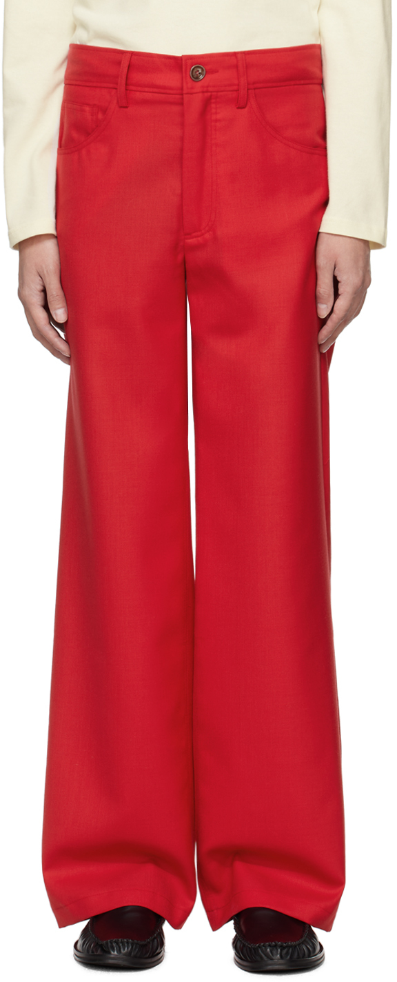 Séfr Red Jiro Trousers In Red Wool