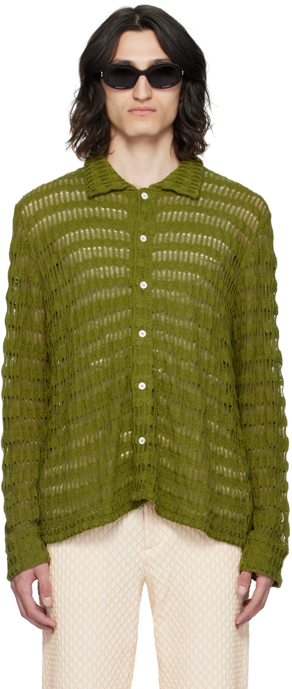 Séfr Khaki Yasu Shirt In Forest Knit