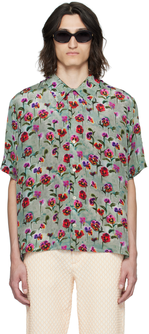 Shop Séfr Multicolor Noam Shirt In Blurred Flowers