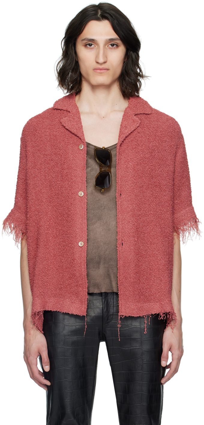 Shop Séfr Red Fausto Shirt In Washed Fringed Red