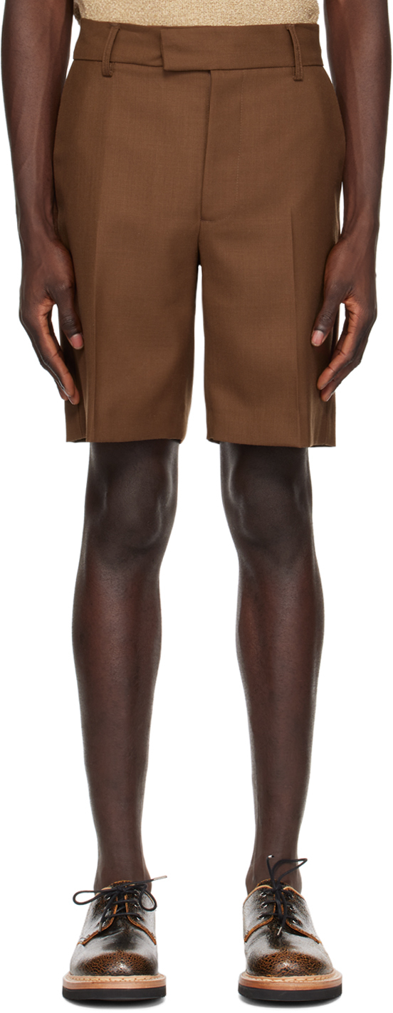 Shop Séfr Brown Sven Shorts In Mid Brown Wool