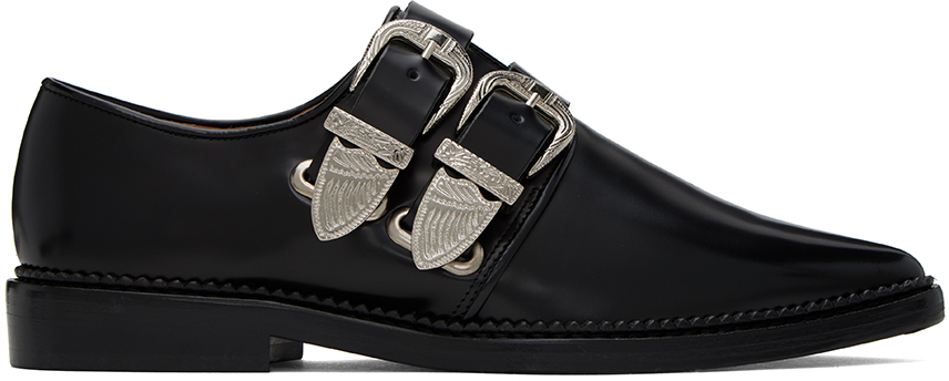 【関税込み】Toga Pulla SSENSE限定 ブラック スリッポン Black Leather Loafers by Toga Pulla on Sale