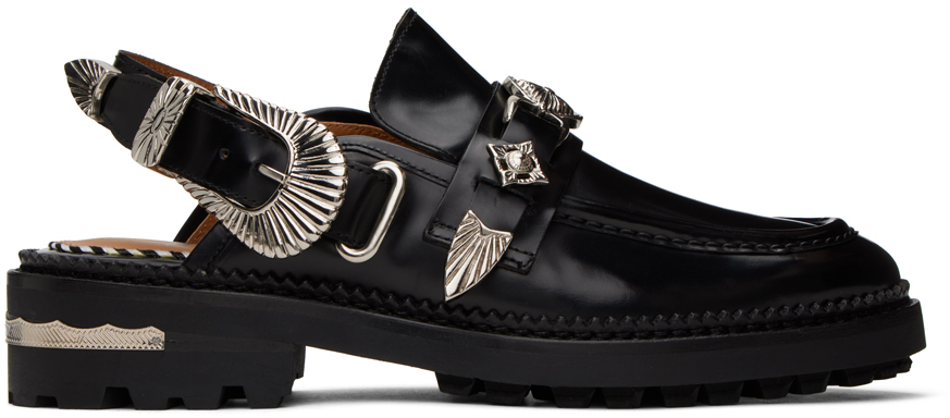 Toga Black Polished Loafers In Aj1070 Black