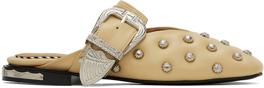Toga Beige Studded Slippers